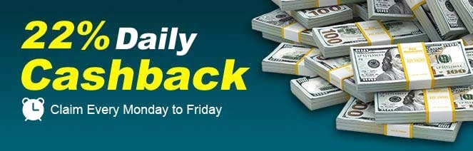 bonus-4 Twenty two percent daily cashback Monday to Friday