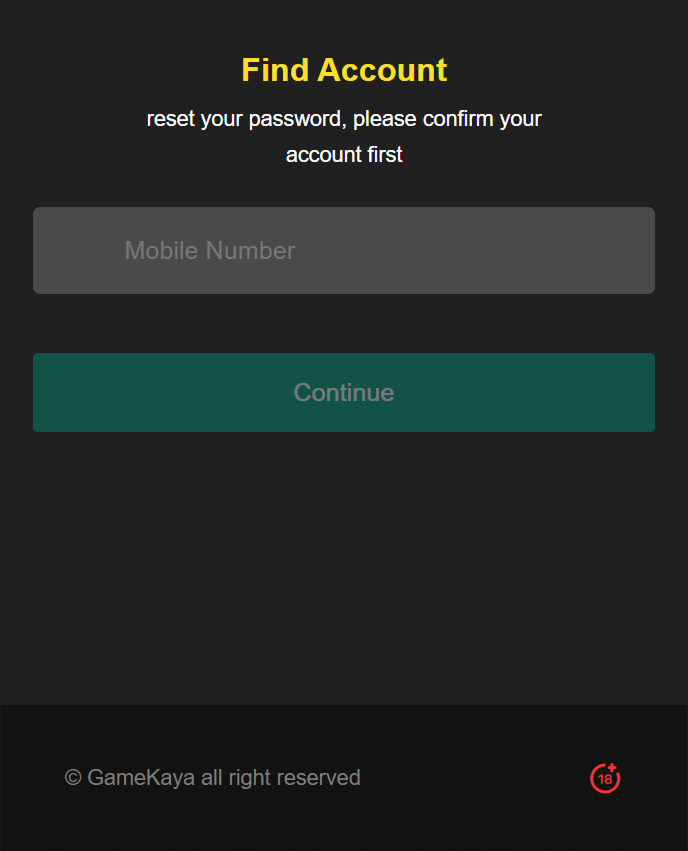 forgot-password Find Account password reset with mobile number